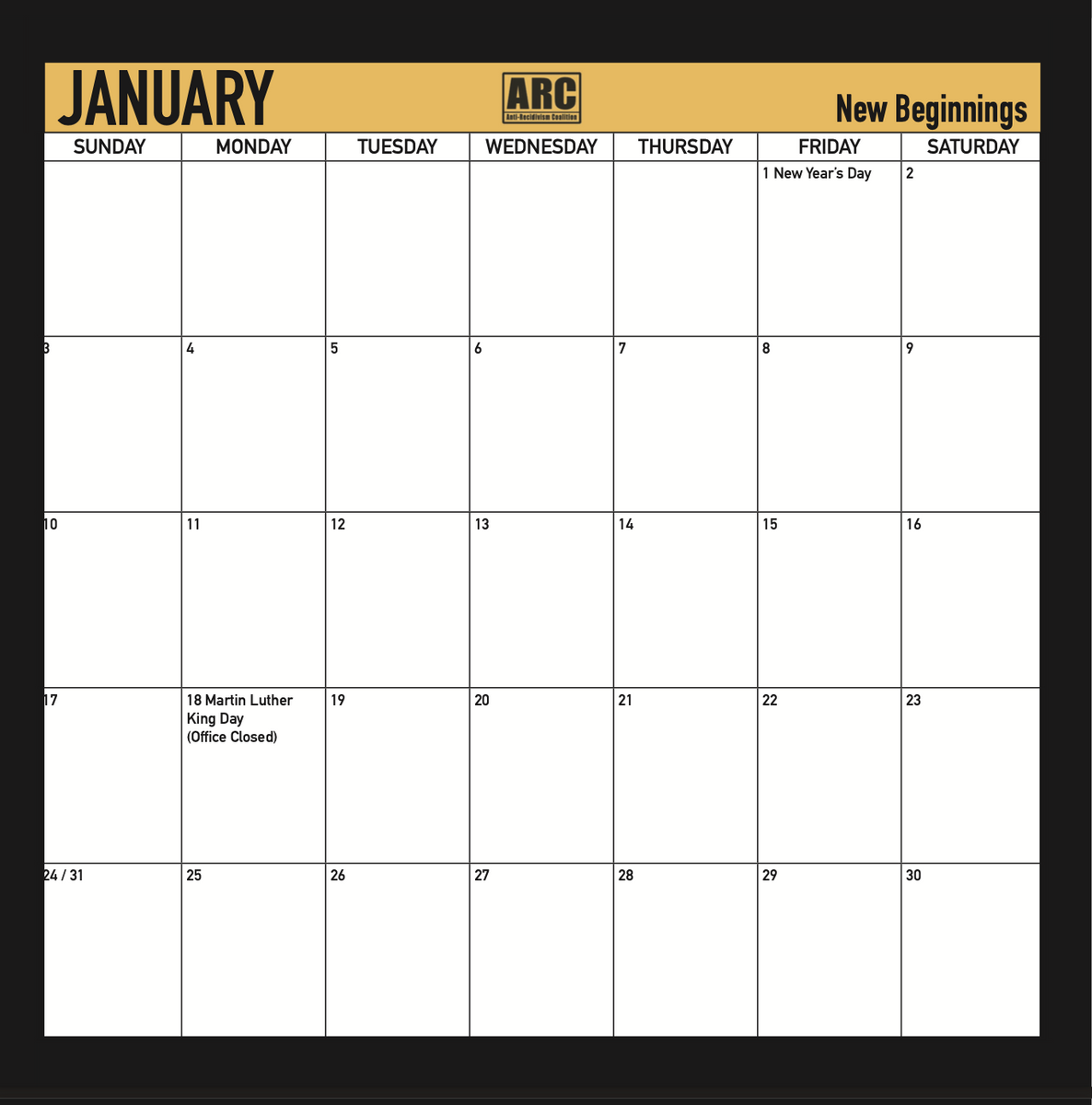 ARC 2021 Calendar – Anti-Recidivism Coalition